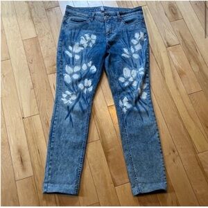 MAC JEANS Dream Skinny Authentic with white floral paint design size 32